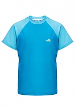 Голубая футболка O'Skal для детей с салатовым логотипом